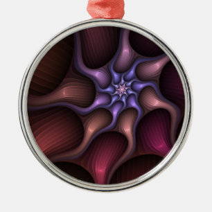 Magical Shiny Abstract Striped Colourful Fractal Metal Tree Decoration