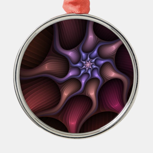 Magical Shiny Abstract Striped Colourful Fractal Metal Tree Decoration (Front)