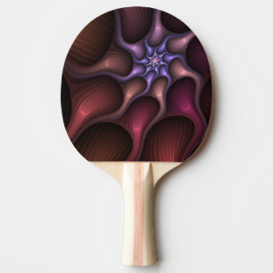 Magical Shiny Abstract Striped Colourful Fractal Ping Pong Paddle