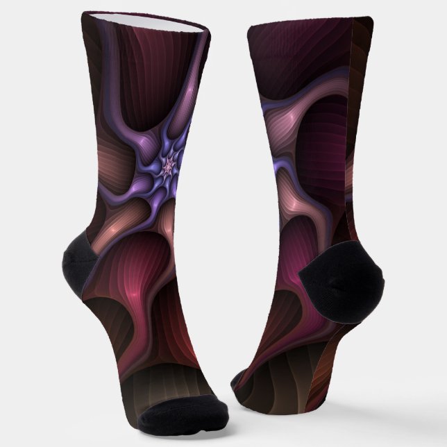 Magical Shiny Abstract Striped Colourful Fractal Socks (Angled)