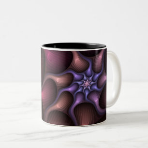 Magical Shiny Abstract Striped Colourful Fractal Two-Tone Coffee Mug