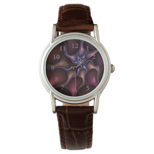 Magical Shiny Abstract Striped Colourful Fractal Watch (Front)