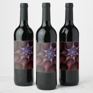 Magical Shiny Abstract Striped Colourful Fractal Wine Label