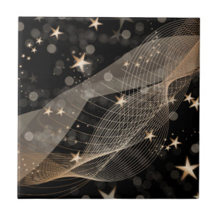 Magical Shiny Gold Stars Strings and Bokeh Lights  Tile