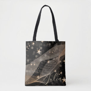 Magical Shiny Gold Stars Strings and Bokeh Lights  Tote Bag