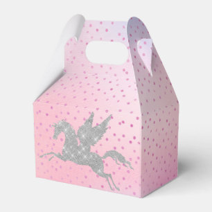 Magical silver unicorn party favour box
