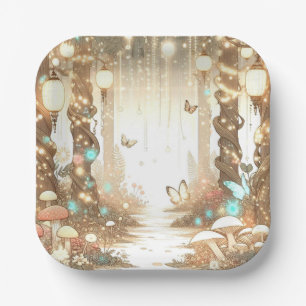 Magical Simple Enchanted Forest Baby Shower Paper Plate