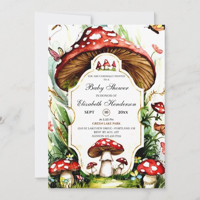 Magical Simple Mushroom Baby Shower Invitation (Front)