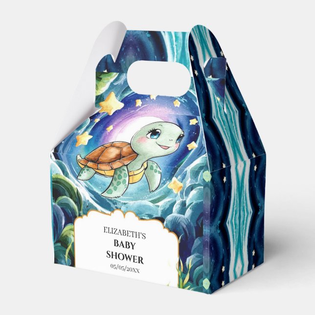Magical Simple Sea Turtle Baby Shower Favour Box (Front Side)