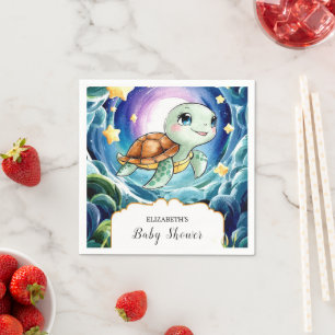 Magical Simple Sea Turtle Baby Shower Napkin