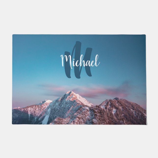 Magical sky monogram mountain Storžič Slovenia Doormat (Front)