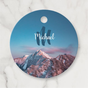 Magical sky monogram mountain Storžič Slovenia Favour Tags