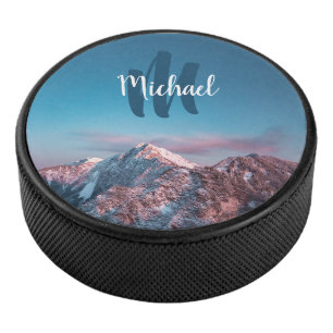 Magical sky monogram mountain Storžič Slovenia Hockey Puck