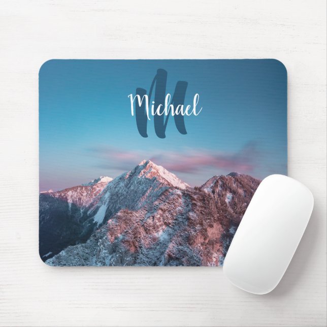 Magical sky monogram mountain Storžič Slovenia Mouse Pad (With Mouse)