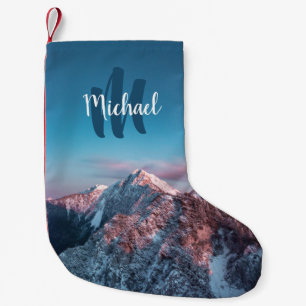 Magical sky monogram mountain Storžič Slovenia Small Christmas Stocking