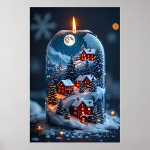 🕯️ Magical Snow Globe Candle – Cosy Christmas Poster