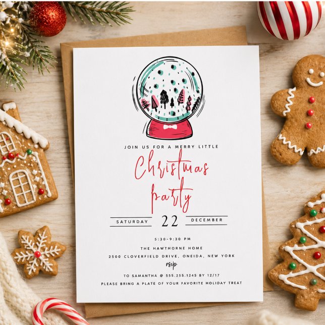 Magical Snow Globe Christmas Party Invitation (Magical Snow Globe Christmas Party Invitation)