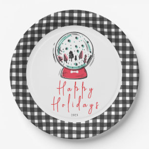 Magical Snow Globe Christmas Party Paper Plate