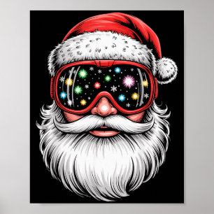 Magical Snowboarding Ski Goggles Santa Christmas  Poster