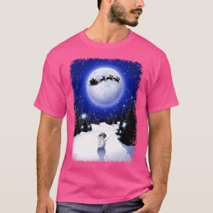 Magical Snowman'S Christmas Eve On Snowy Silent Mo T-Shirt