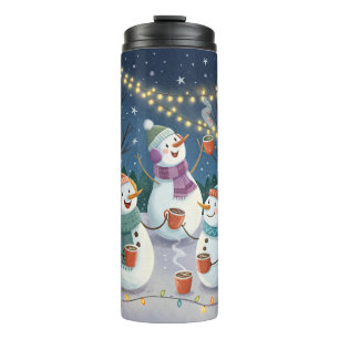 Magical Snowmen Winter Night – Cozy Christmas Illu Thermal Tumbler