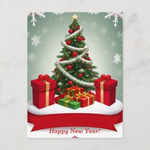 🎁 Magical Snowy Christmas Tree Winter Wonderland Postcard