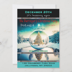Magical Snowy Sphere Tree Annual  Christmas Party Invitation