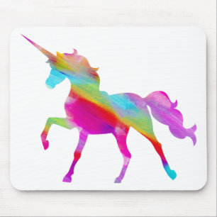 Magical sparkly rainbow prancing unicorn mouse pad