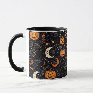 Magical Spooky Black Cat and Moon Mug