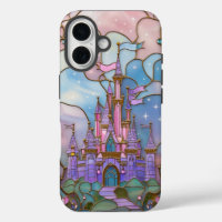 Magical Stained Glass Castle with Vibrant Pastels