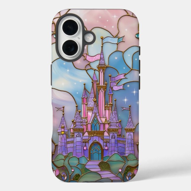 Magical Stained Glass Castle with Vibrant Pastels Case-Mate iPhone Case (Back)