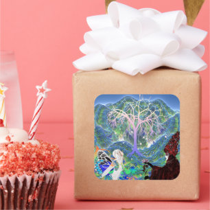 Magical Star Tree Square Sticker