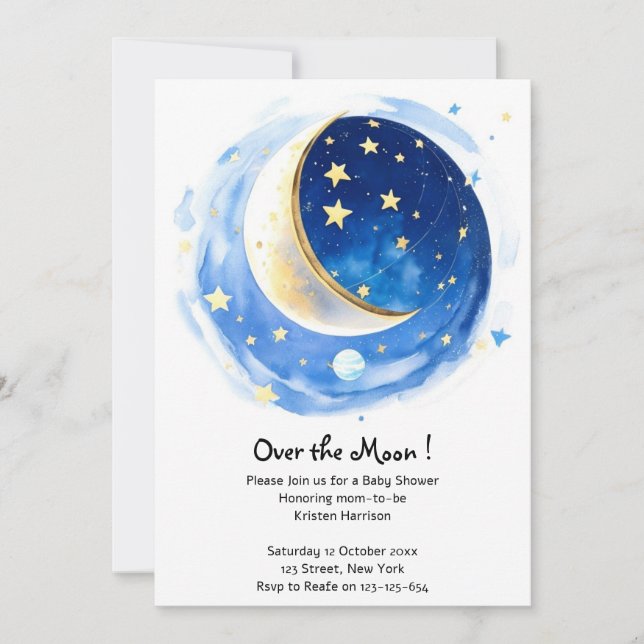Magical Starry Night Boy Baby Shower Invitation (Front)