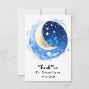 Magical Starry Night Boy Baby Shower Thank You Card