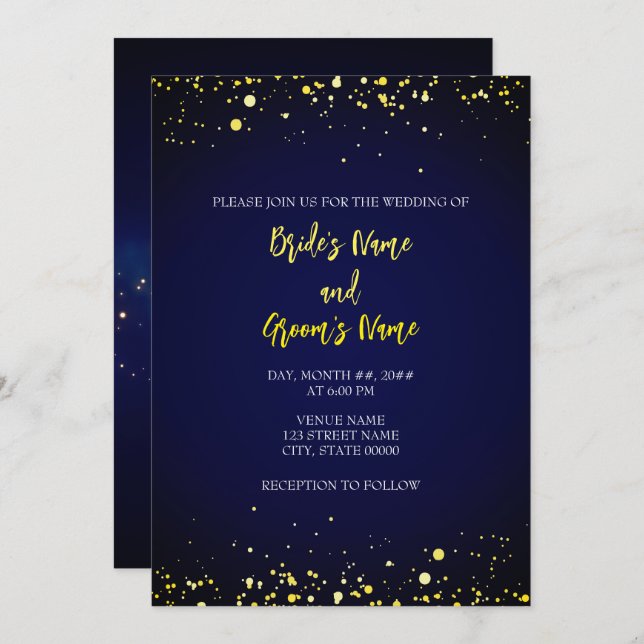 Magical Starry Night Wedding Invitation (Front/Back)
