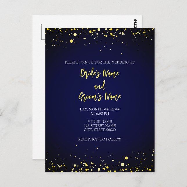 Magical Starry Night Wedding Invitation Postcard (Front/Back)