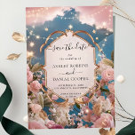 Magical Stars and Sparkles Modern Save The Date Invitation<br><div class="desc">Elegant,  modern,  and delicate Mystical Magical Stars and Sparkles Modern Save The Date wedding invitation that you can customise with your info to make it furthermore special. The romantic minimalist design features lovely and elegant calligraphy on a Beautiful background with a clean and simple look.</div>