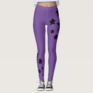Magical Stars Purple background Mystical night Leggings