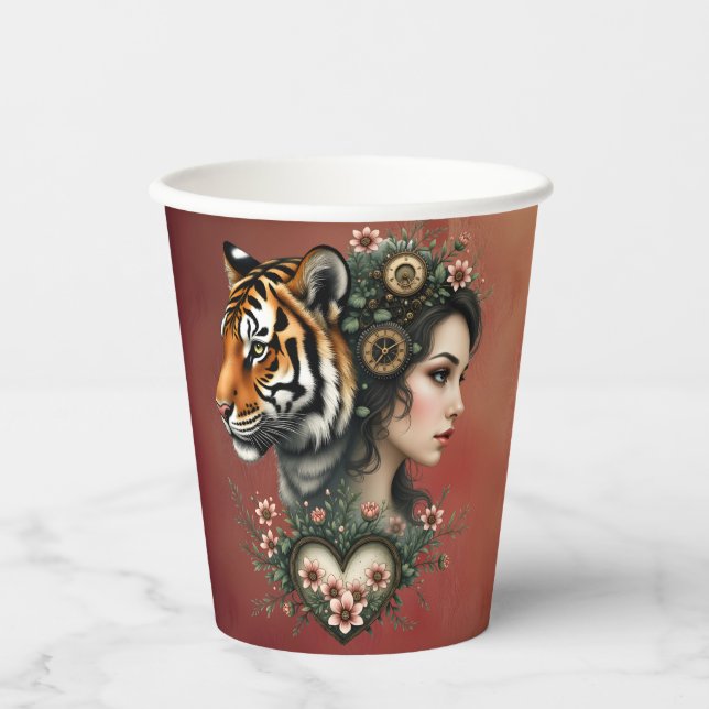 Magical steampunk floral world paper cups (Front)