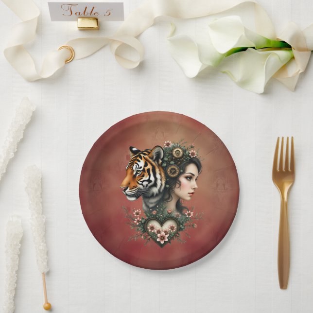 Magical steampunk floral world paper plate (Wedding)