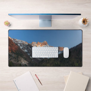 Magical sunset over the mountains and river desk mat