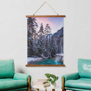 Magical sunset turquoise river Mojstrana, Slovenia Hanging Tapestry