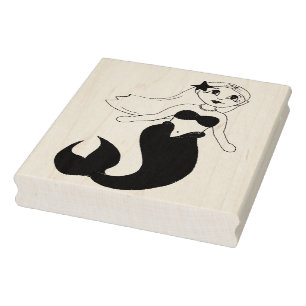 Magical Swimming Mermaid Girl Tail Ocean Sea Rubber Stamp