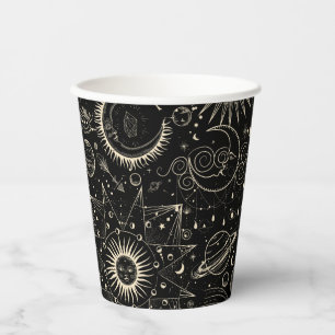 Magical tarot astrology boho celestial pattern paper cups