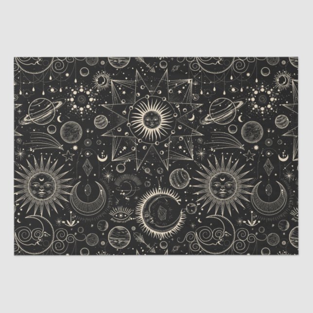 Magical tarot astrology boho celestial tissue paper (Front)