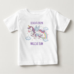 Magical Team Flying Unicorn Sisters Baby T-Shirt