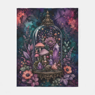 Magical Terrarium Crystal and Mushroom Whimsigoth Fleece Blanket
