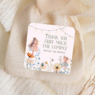 Magical Thank You Fairy Much Birthday Square Sticker