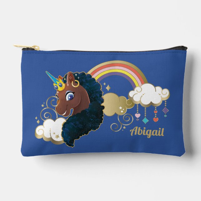Magical the Unicorn Rainbow & Clouds Design Accessory Pouch (Front)