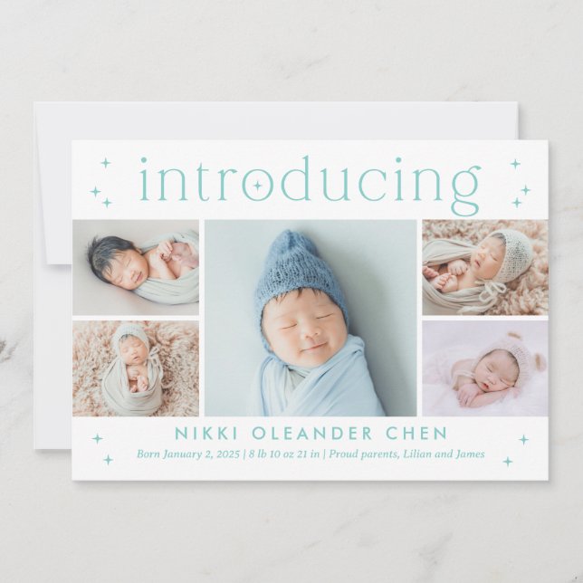 Magical Time Editable Colour Birth Announcement (Front)
